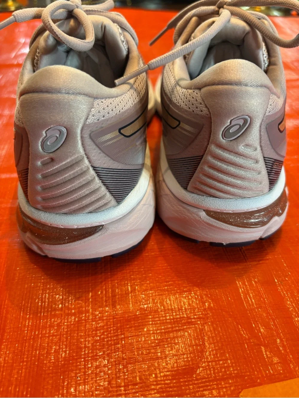 Asics Women's Light Gray and Mauve Knit Lace-Up Sneakers